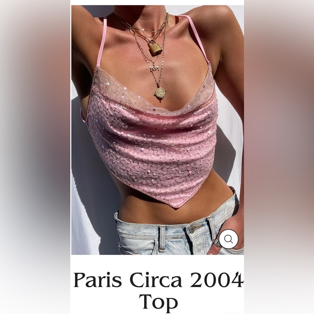 Dyspna Paris Circa 2004 Pink Sparkly Halter Top XS